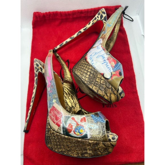 Christian Louboutin Winter Euro Trash Heels 150 PVC/Suede Leopard EU 37.5 7.5 - Picture 8 of 14